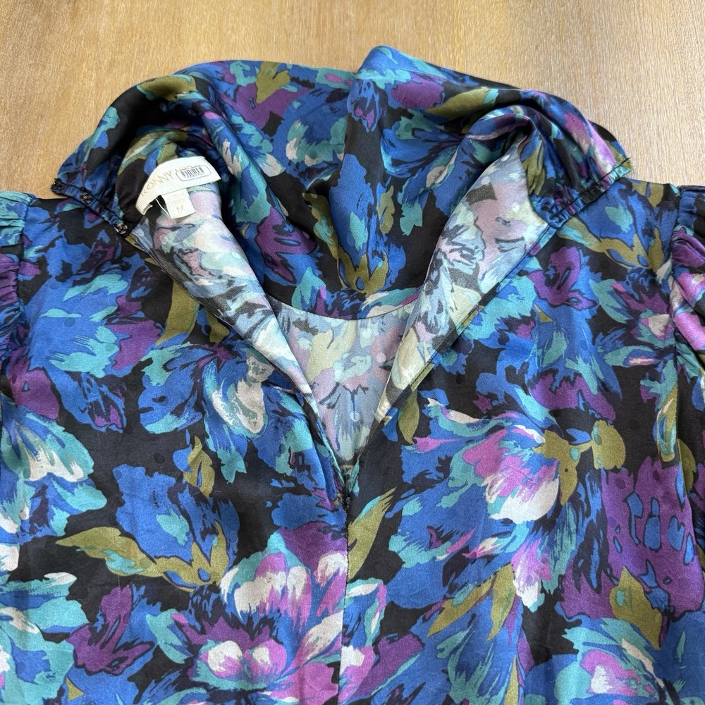 Ronny Kobo Annika Long Sleeve Silk Mini Dress Medium Mock Neck Ruched - Picture 15 of 16